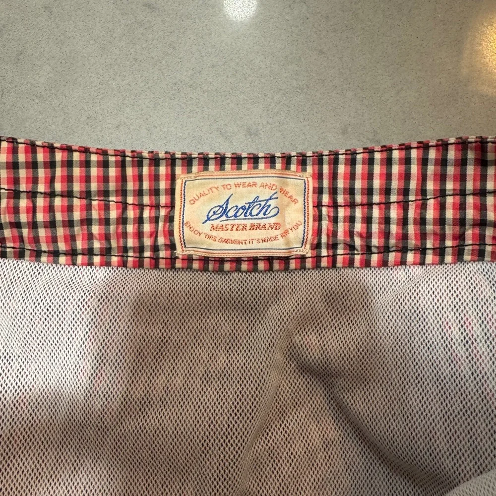 Scotch & Soda Men's Red Checkered Swim Shorts - Picture 3 of 3